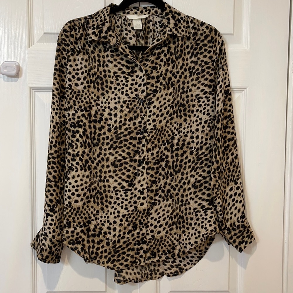 H&M leopard button up blouse